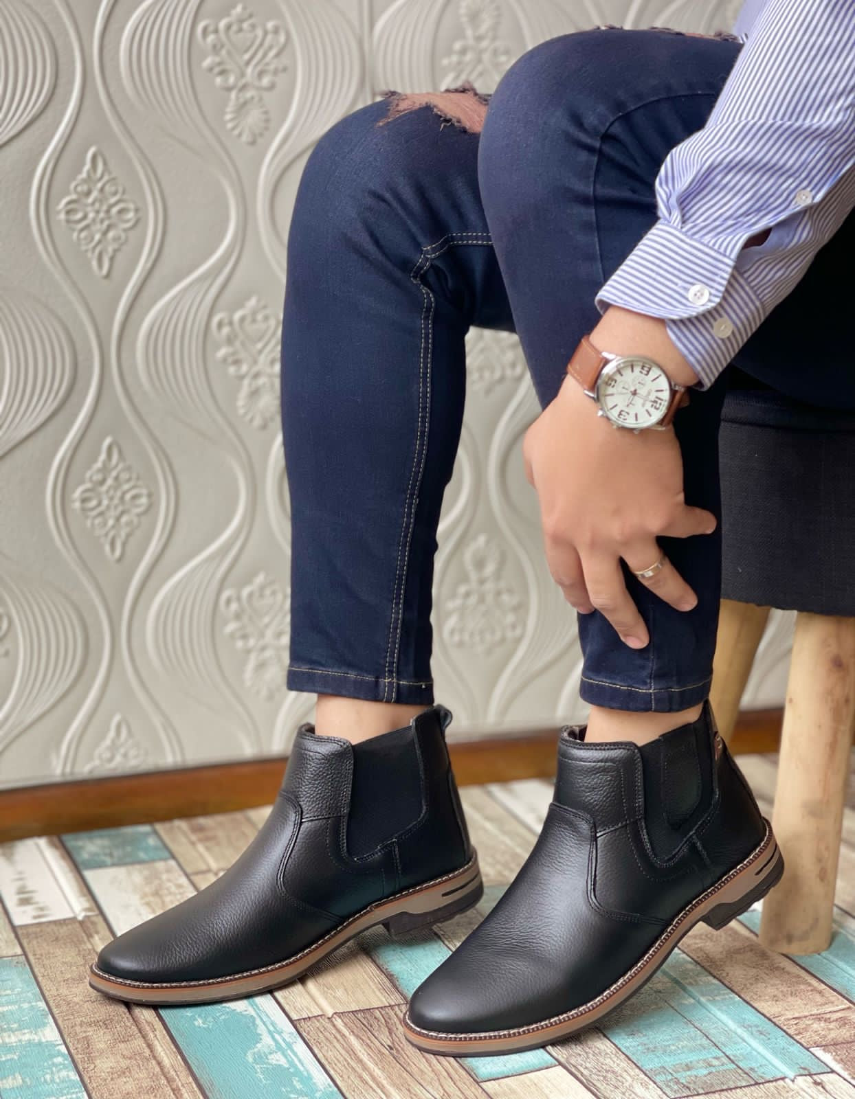 BOTIN CASUAL - NEGRO Cuero Premium