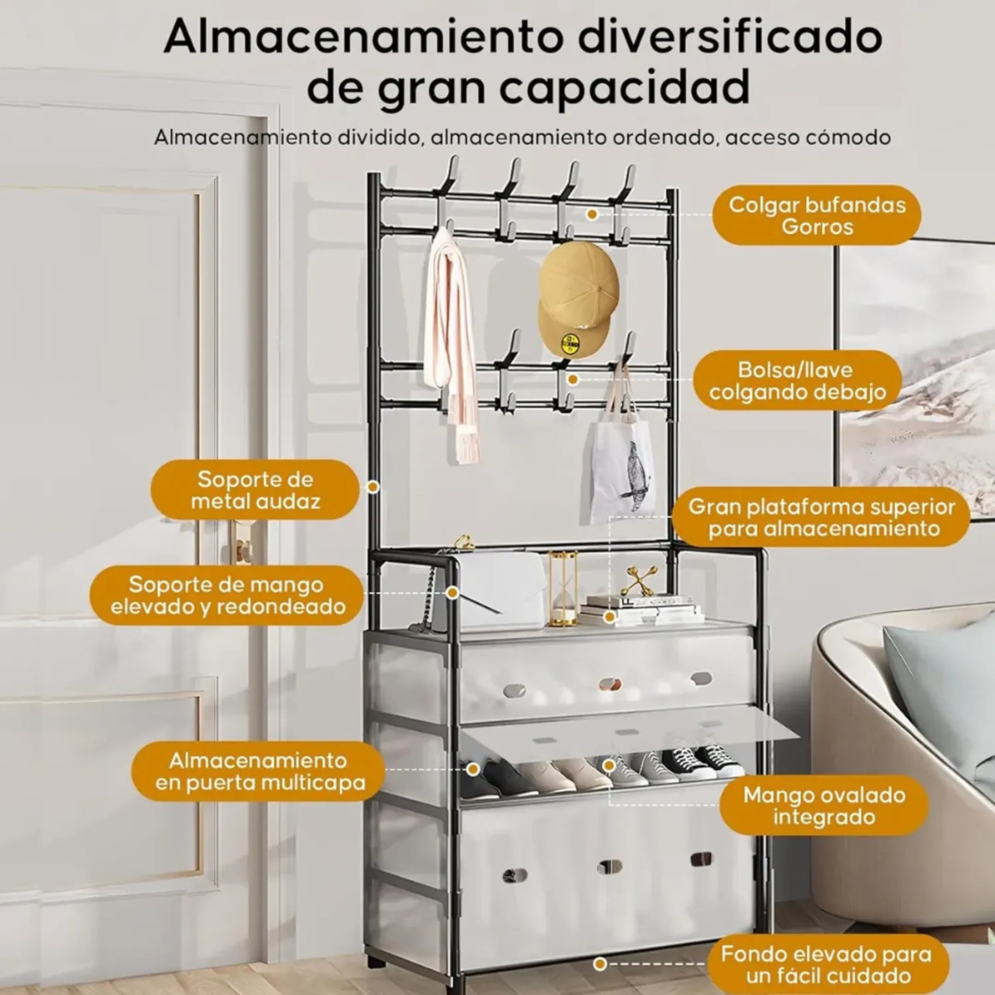 🏡 Zapatera + Perchero 2 en 1: Orden y Estilo en tu Hogar