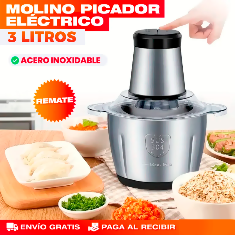 🥩 Molino Eléctrico de Alimentos de Alta Potencia – 3L | 1200W | Acero Inoxidable