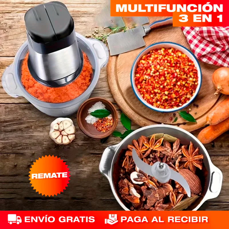 🥩 Molino Eléctrico de Alimentos de Alta Potencia – 3L | 1200W | Acero Inoxidable
