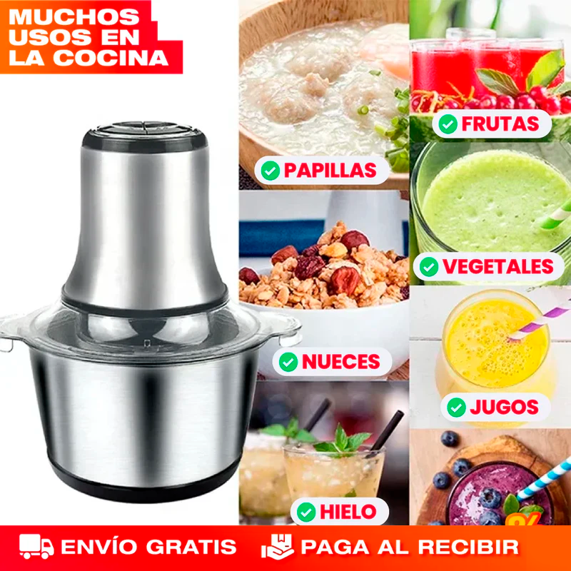 🥩 Molino Eléctrico de Alimentos de Alta Potencia – 3L | 1200W | Acero Inoxidable