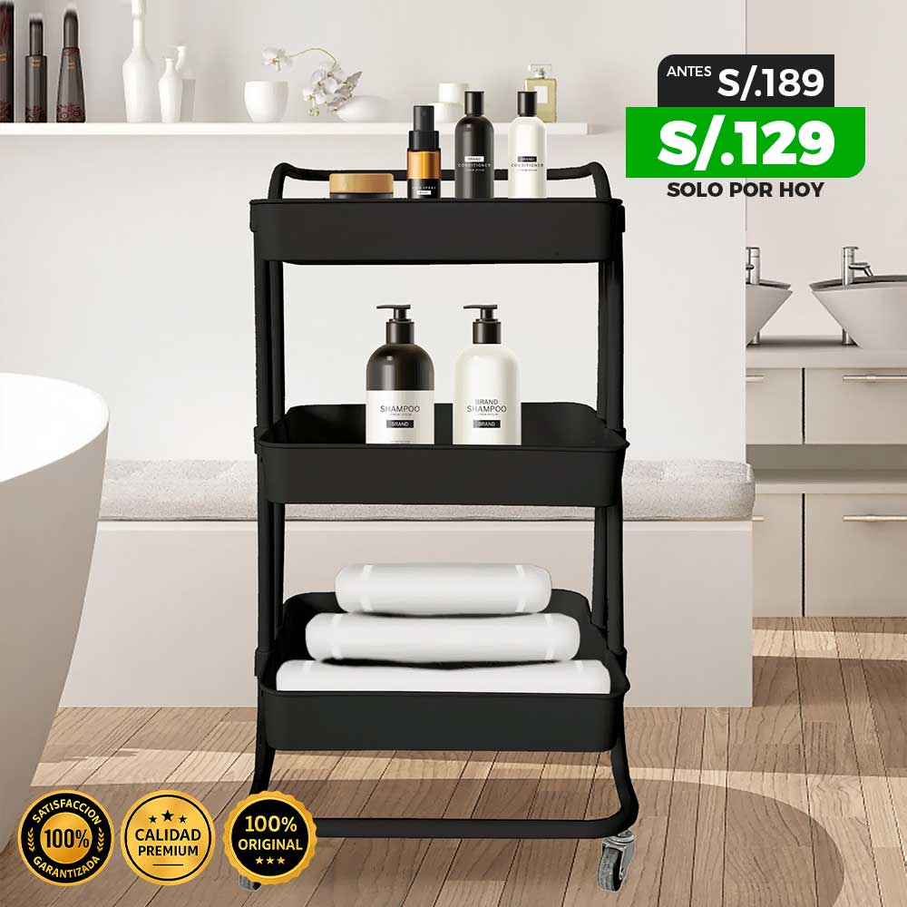 Carrito Organizador de 3 Niveles con Ruedas