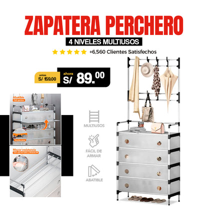 🏡 Zapatera Perchero 4 Niveles: Orden y Estilo en tu Hogar
